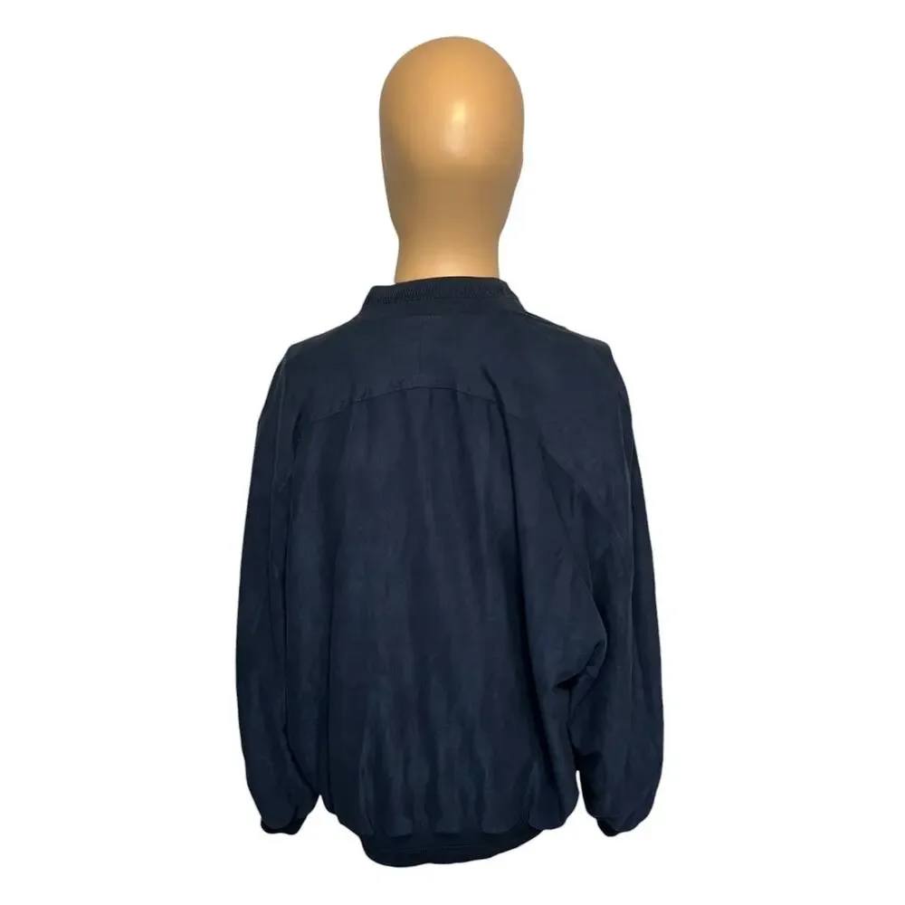 Vintage St. Croix Microfiber Full Zip Jacket Mens Size XL Navy Lined Embroidered